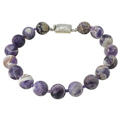 Statement Necklace Cape Amethyst Stone with Sterling Silver Box Clasp