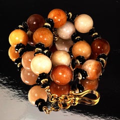 Collana AJD da 20 pollici con sfumature di giada dorata e tormalina nera