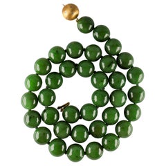 Statement Necklace of Jade, Gold and Diamonds
