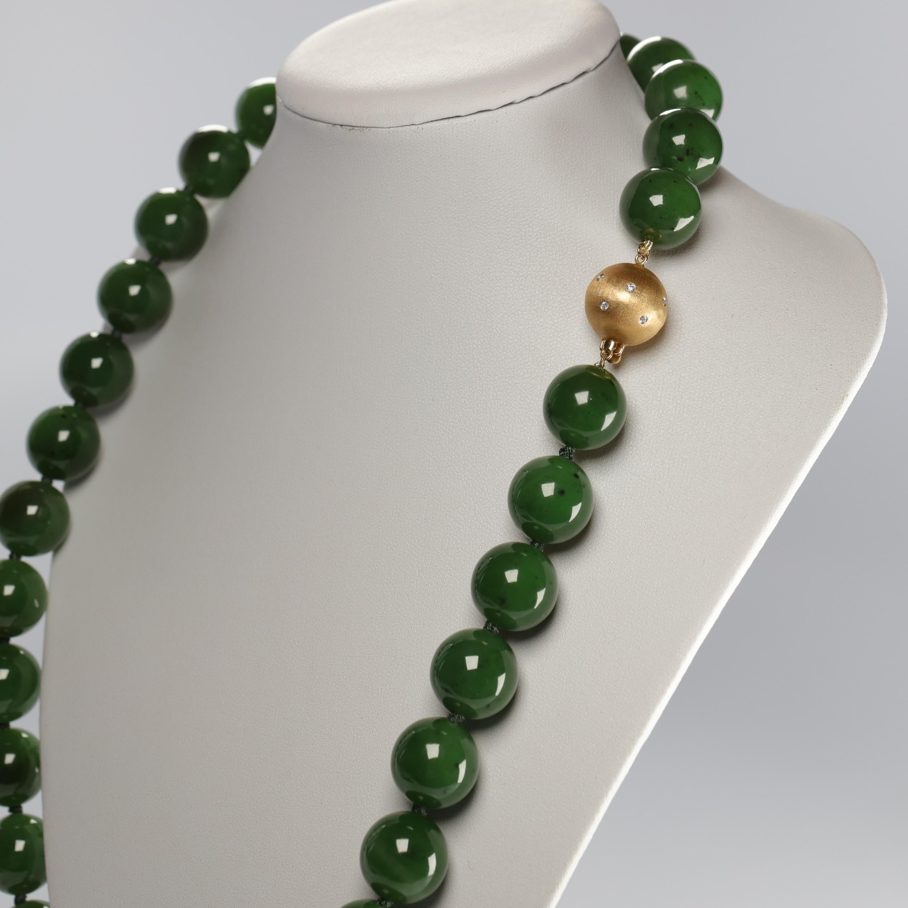 Contemporary Statement Necklace of Jade, Gold and Diamonds