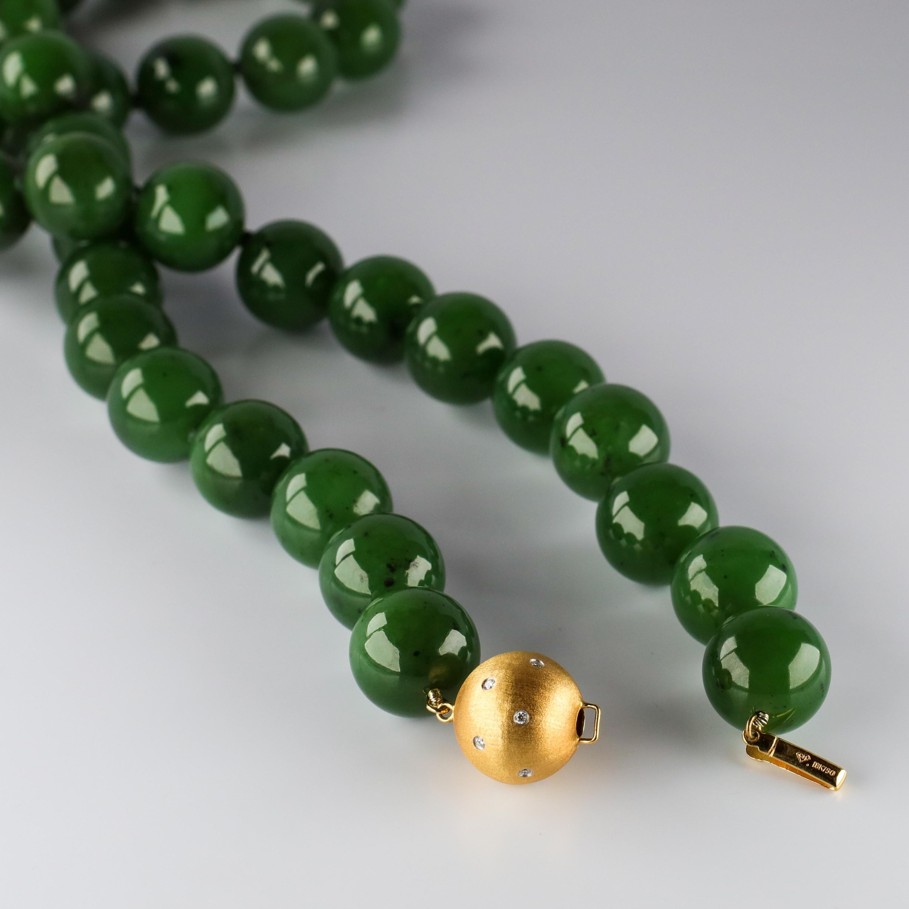 Women's or Men's Statement Necklace of Jade, Gold and Diamonds