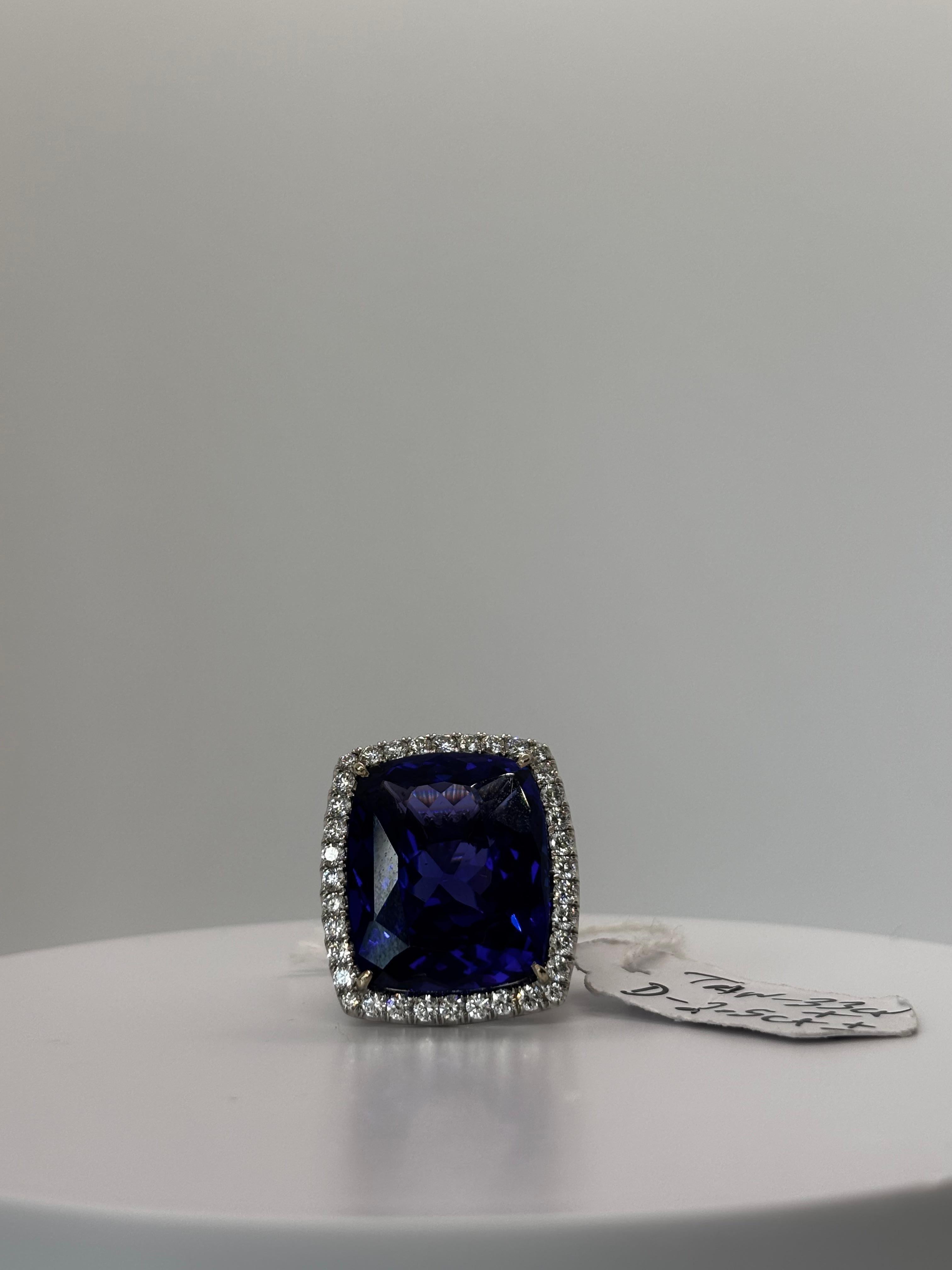 Statement of Statements Vintage 35 Carat+ Tanzanite and Diamond Ring In Good Condition For Sale In New York, NY
