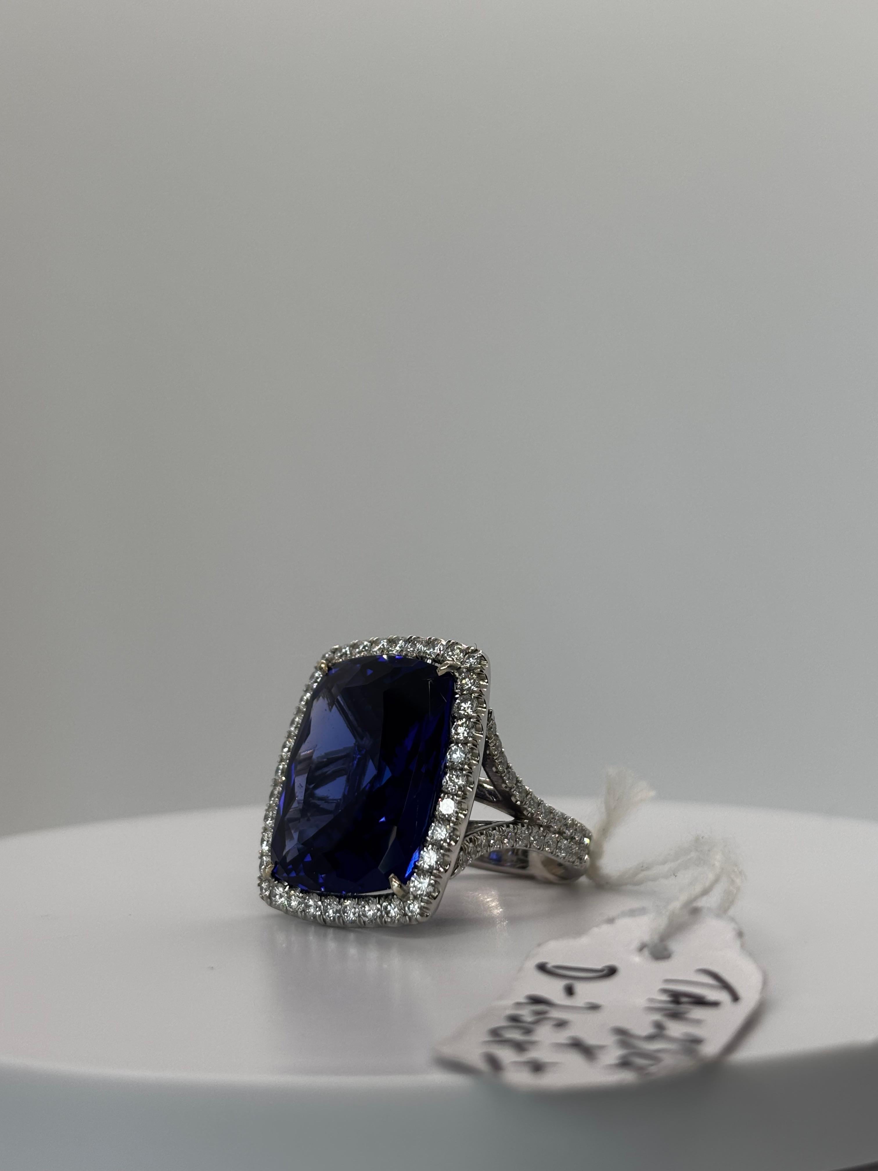 Women's or Men's Statement of Statements Vintage 35 Carat+ Tanzanite and Diamond Ring For Sale