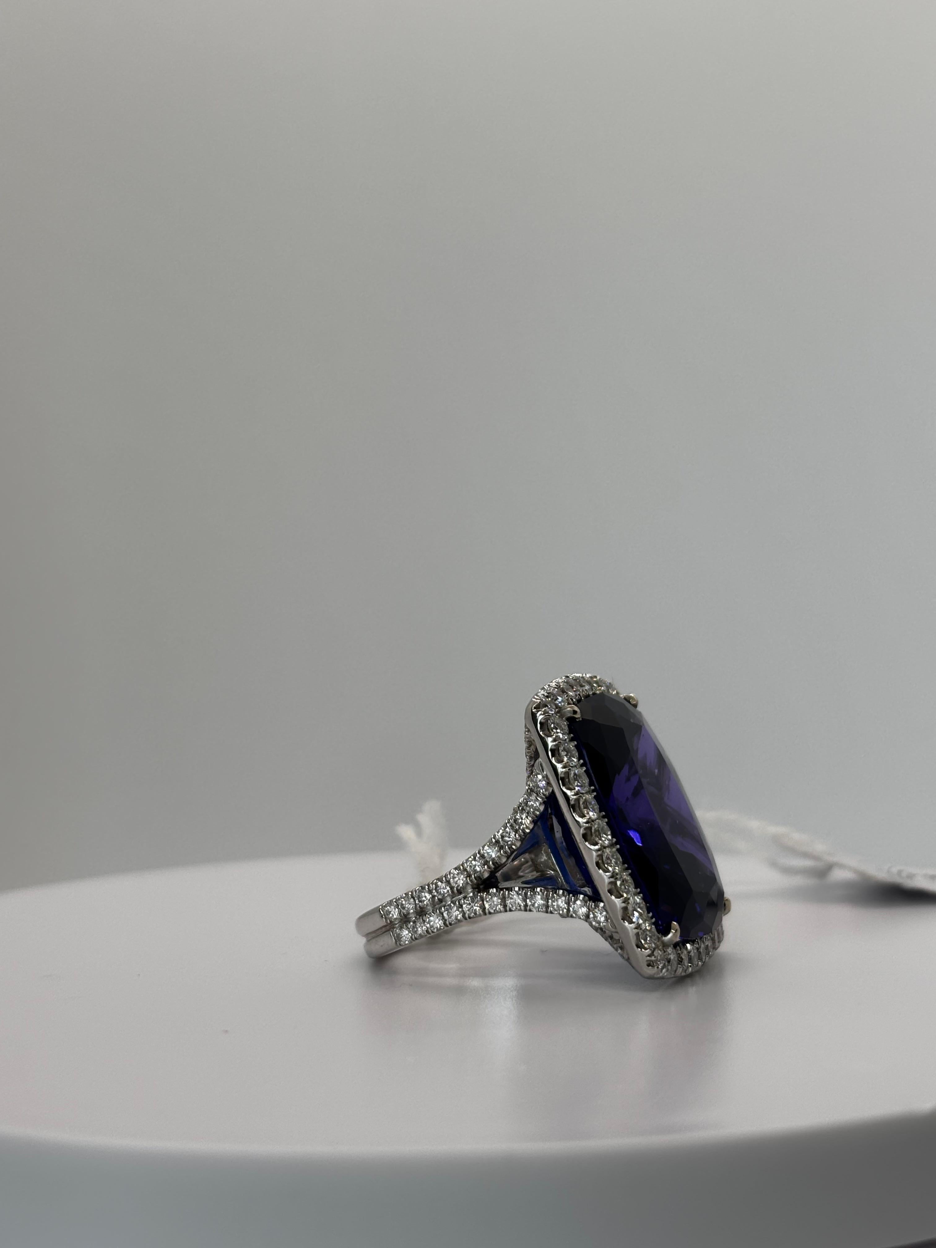 Statement of Statements Vintage 35 Carat+ Tanzanite and Diamond Ring For Sale 2