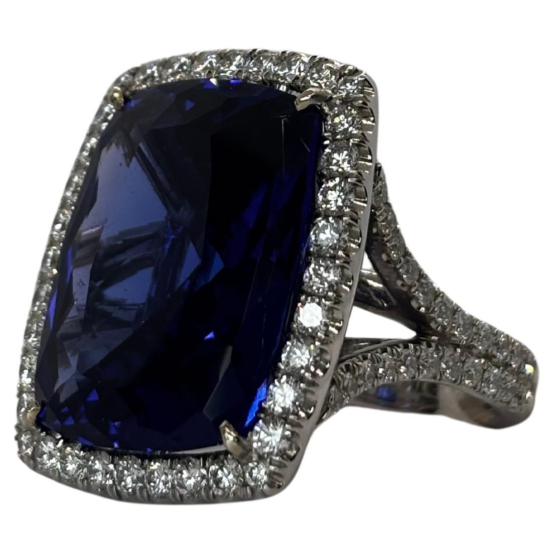 Statement of Statements Vintage 35 Carat+ Tanzanite and Diamond Ring For Sale