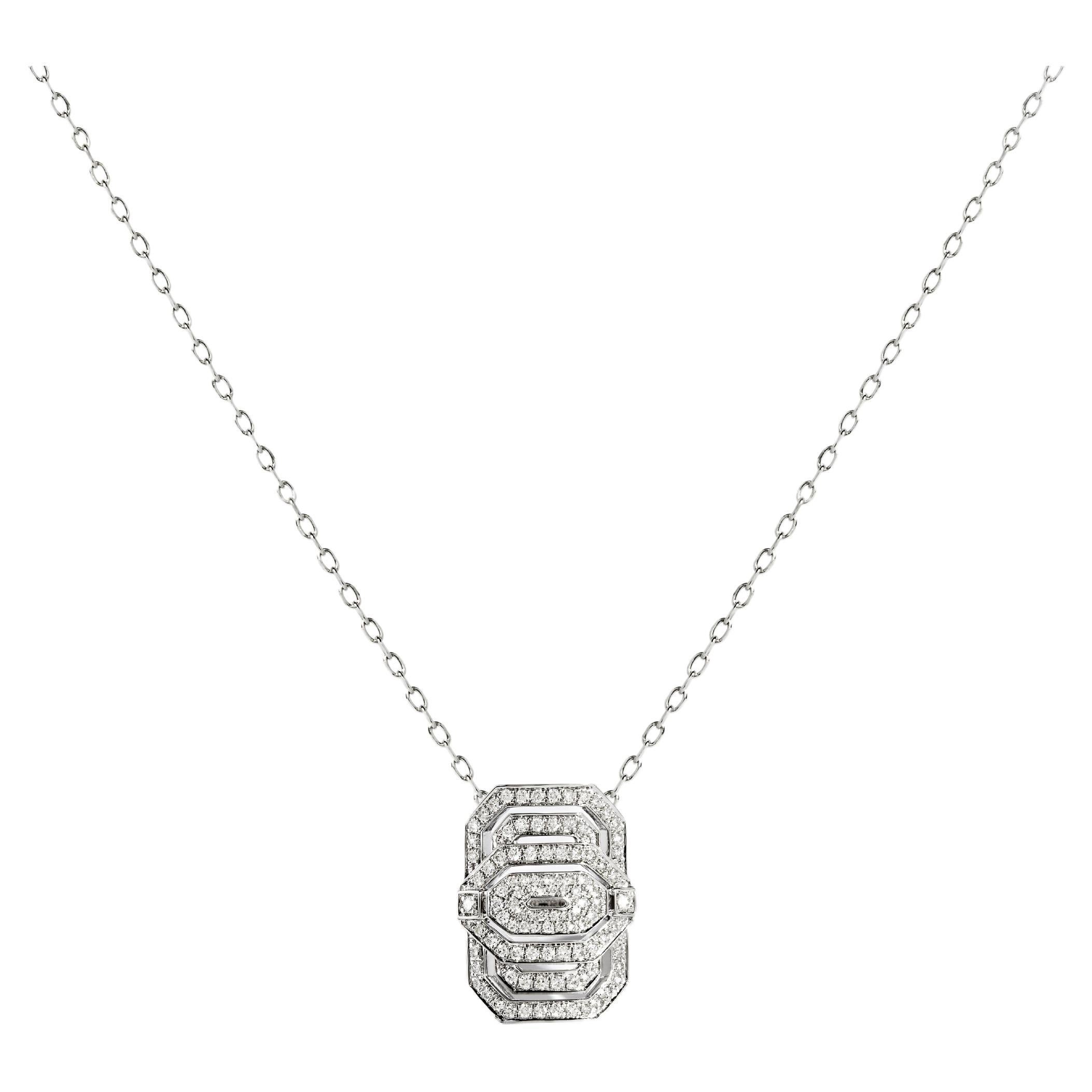 STATEMENT Paris - Art Deco Necklace Mini My Way Diamonds & Silver 0.56 Carat For Sale