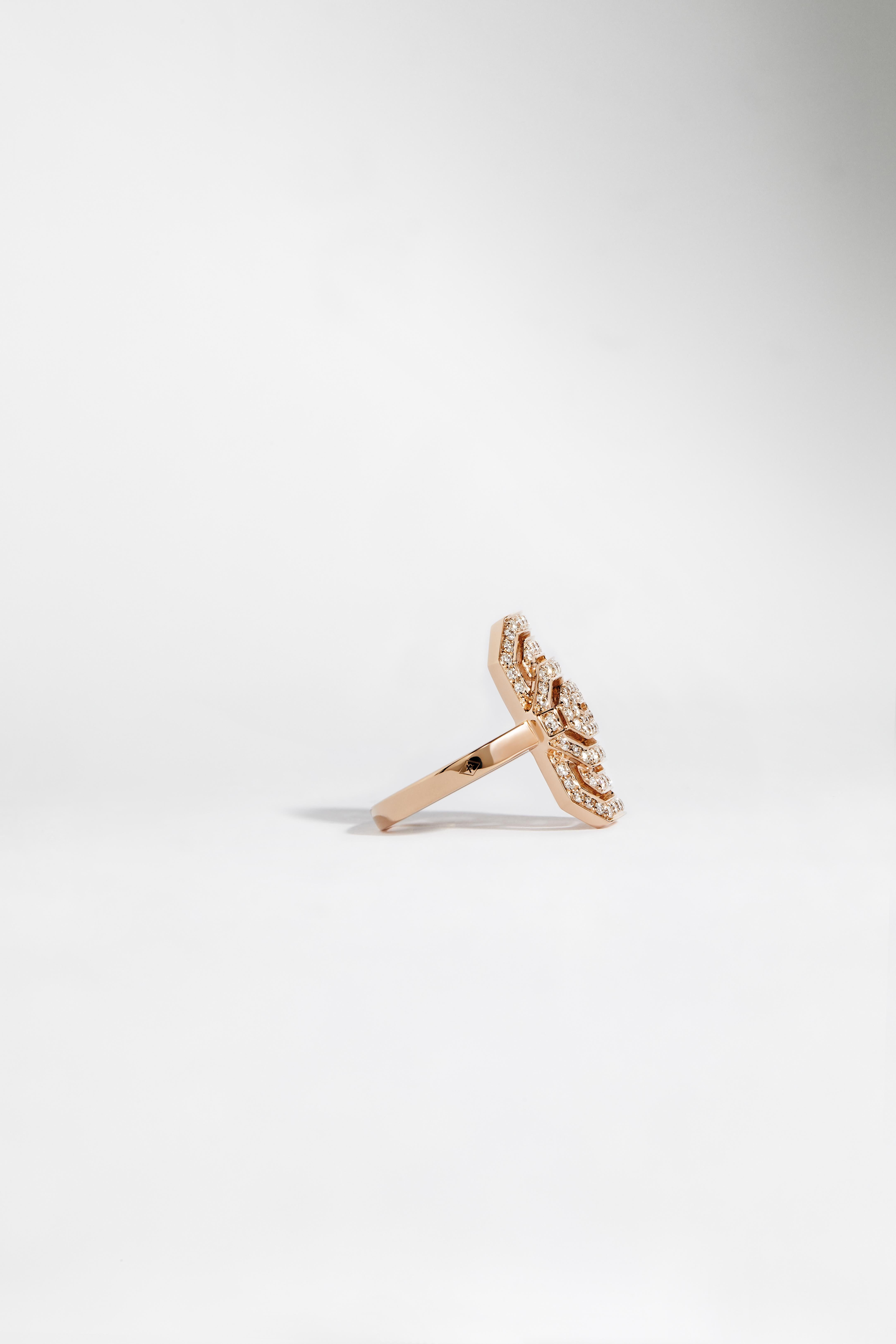 For Sale:  STATEMENT Paris - Art Deco Ring Mini My Way Diamonds & Pink Gold 0, 61 Carat 2