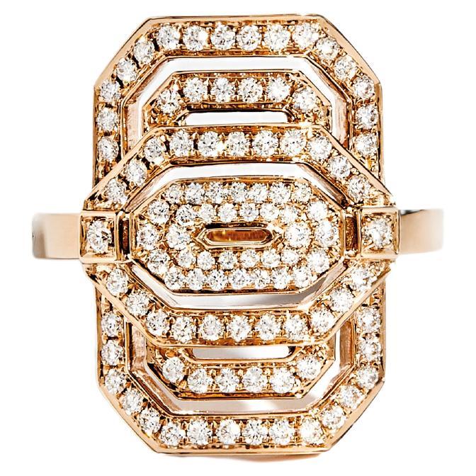 STATEMENT Paris - Art Deco Ring Mini My Way Diamonds & Pink Gold 0, 61 Carat