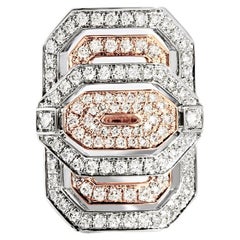 STATEMENT Paris - Art Deco Ring Mini My Way Diamonds, Pink Gold and Silver 0.6ct