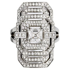 STATEMENT Paris, Art Deco Ring My Way Asscher Diamond & White Gold 1.75 Carat