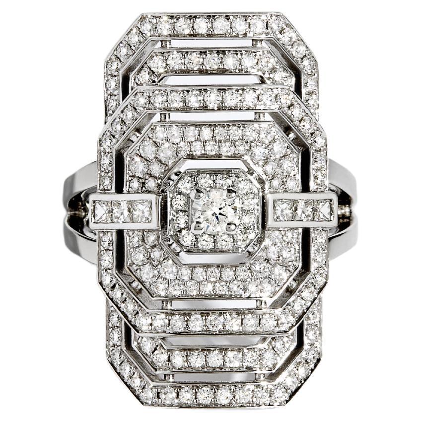 Im Angebot: StatEMENT Paris – Art-Déco-Ring My Way mit Diamanten und Weißgold 1 Karat ()