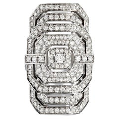 STATEMENT Paris - Art Deco Ring My Way XXL Diamonds and White Gold 1.84 Carat