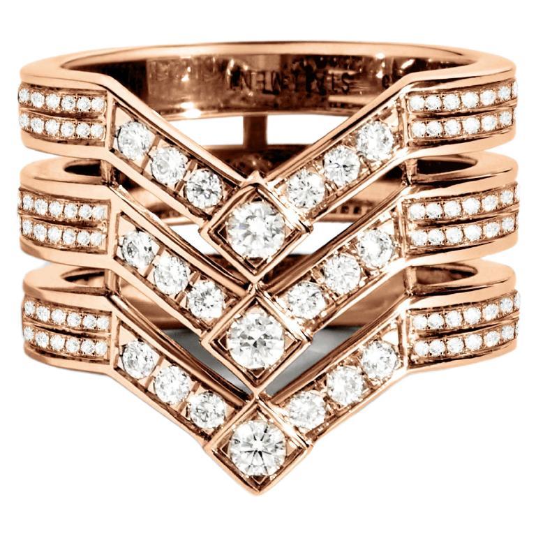For Sale:  STATEMENT Paris, Art Deco Ring Stairway 3 Rows Diamonds & Pink Gold 0, 60 Carat
