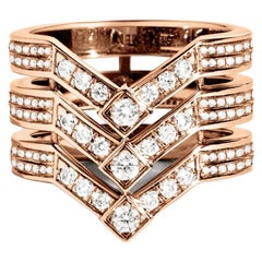 StatEMENT Paris, Art Deco-Ring Stairway, 3 Reihen Diamanten & Rosa Gold 0, 60 Karat