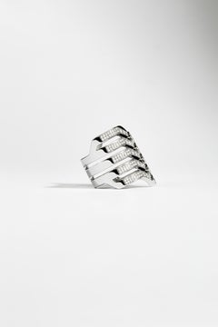 STATEMENT Paris, Art Deco Ring Stairway 5 Rows Diamonds & Silver 1 Carat