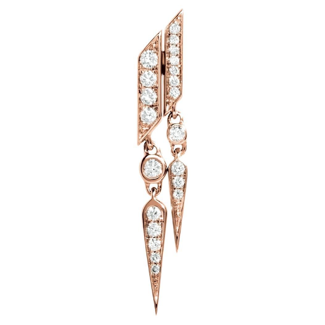 DÉCLARATION Paris, Boucles d'oreilles doubles gouttes en or rose et diamants 0,18 carat à la gauche en vente