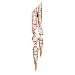 DÉCLARATION Paris, Boucles d'oreilles doubles gouttes en or rose et diamants 0,18 carat à la gauche