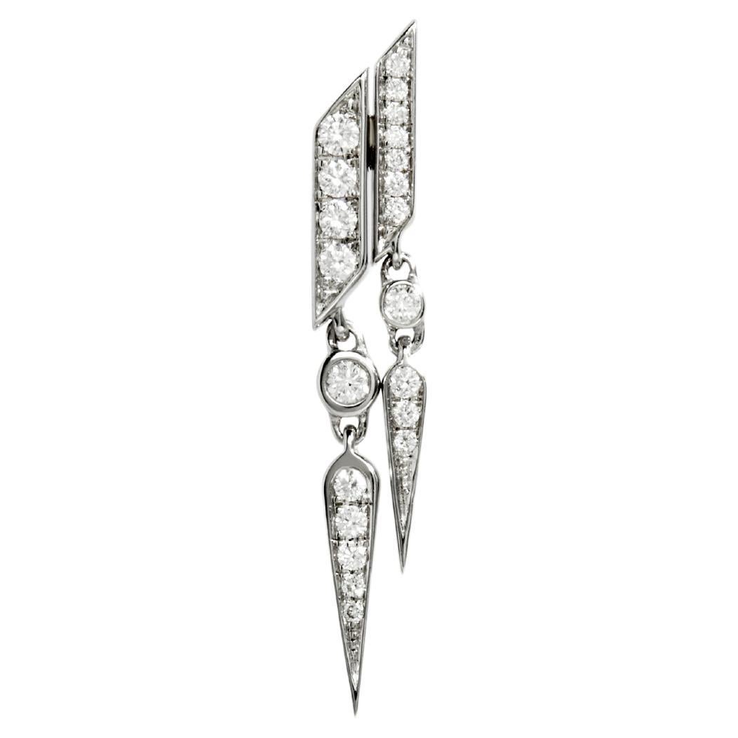 STATEMENT Paris - Earring Anyway Double Drops Diamonds & Silver 0.18Carat Right For Sale