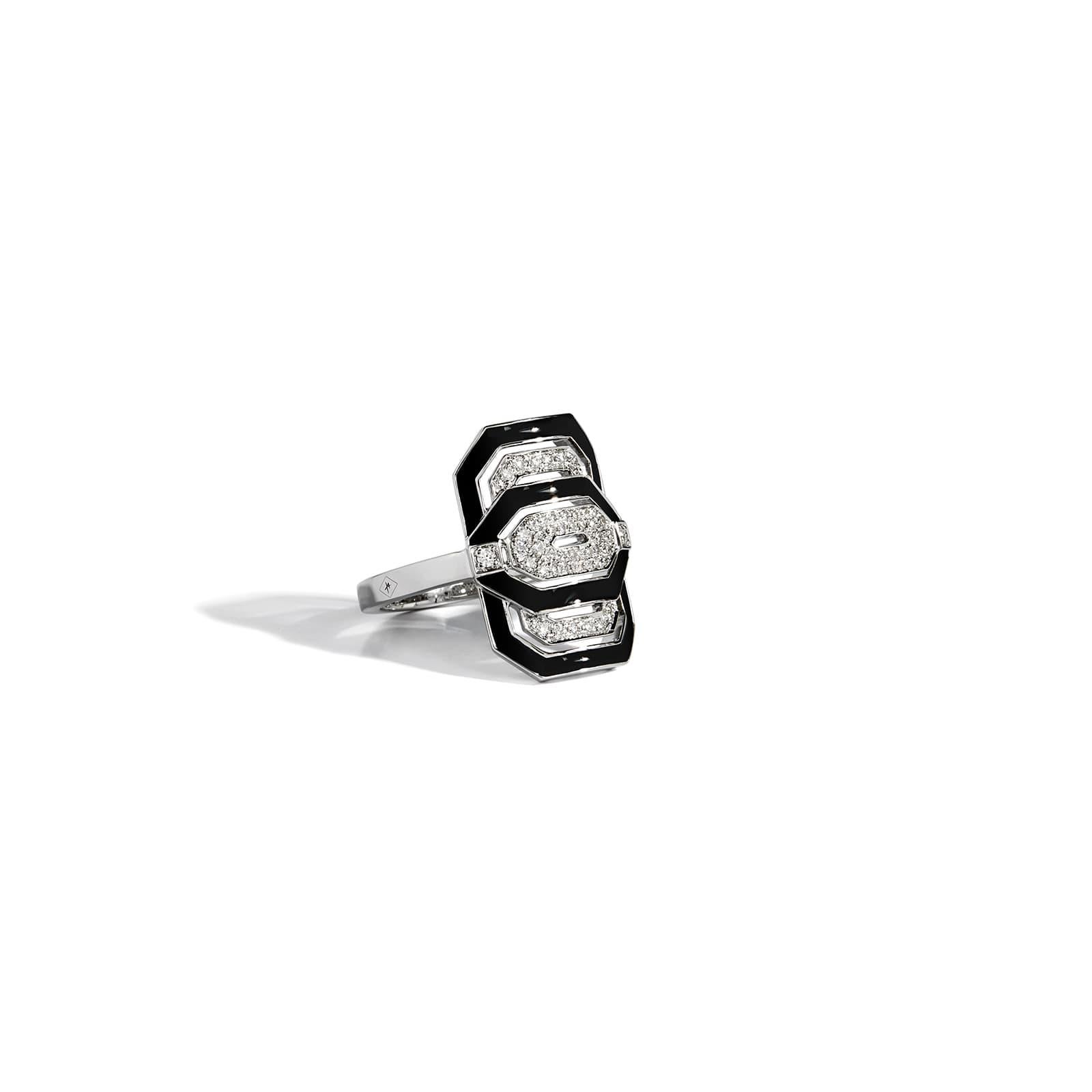 For Sale:  STATEMENT Paris, Ring Mini My Way Enamel, Diamonds & Silver 0.23 Carat 2
