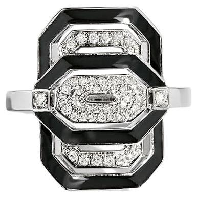 For Sale:  STATEMENT Paris, Ring Mini My Way Enamel, Diamonds & Silver 0.23 Carat