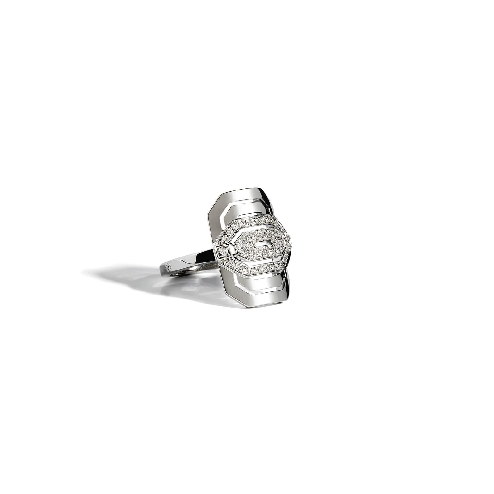 For Sale:  STATEMENT Paris, Ring Mini My Way Half Paved & Silver 0.29 Carat Diamonds 2