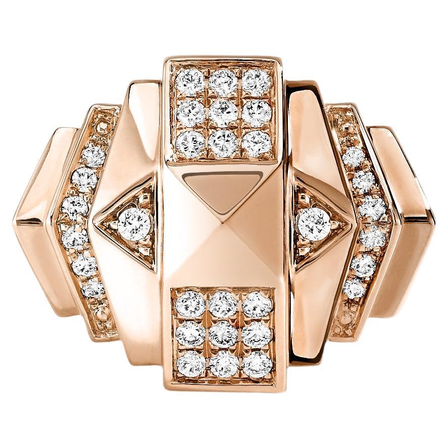 STATEMENT Paris - Ring Mini Rockaway Pyramid Diamonds & Pink Gold 0.26ct