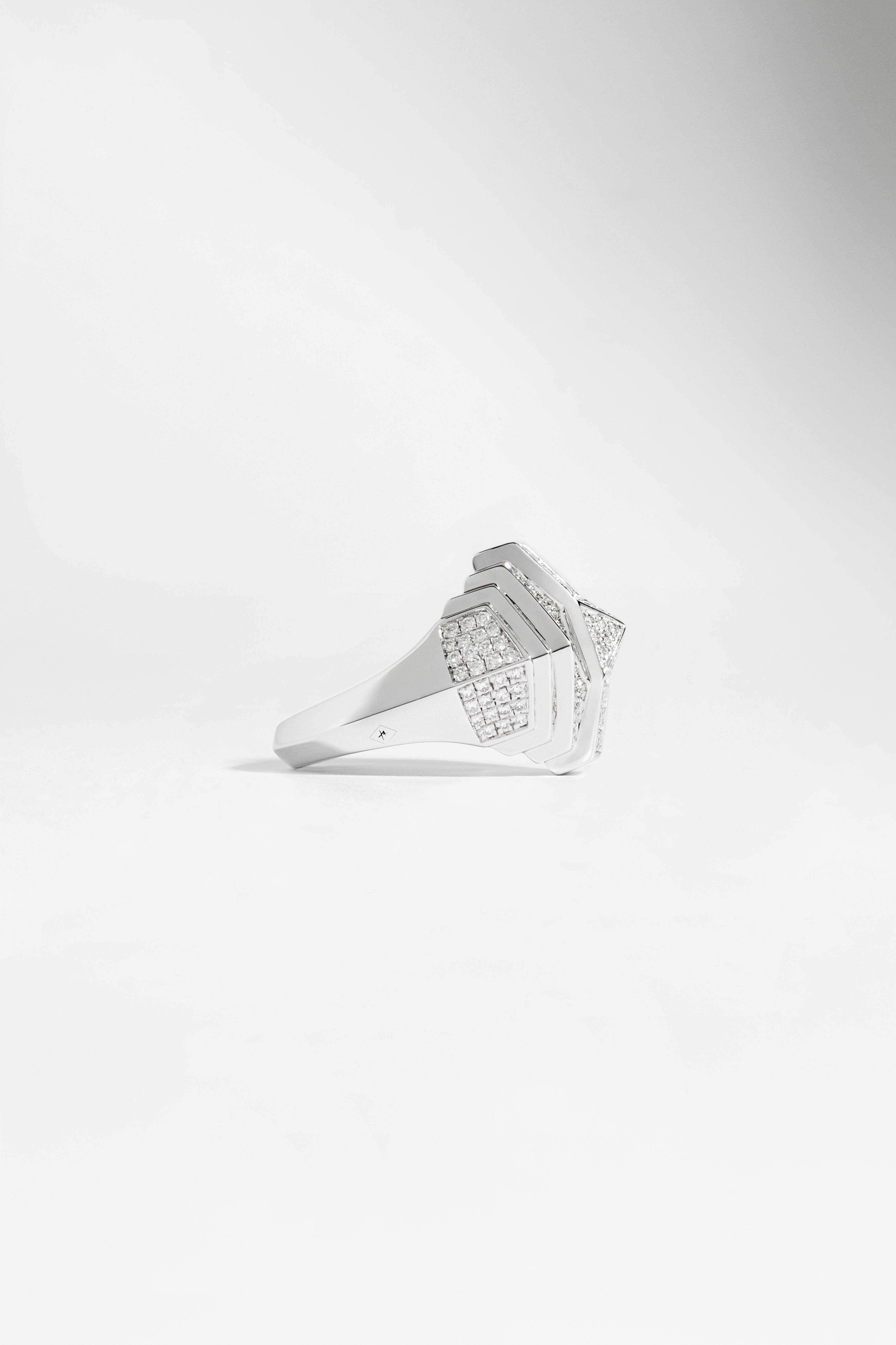 For Sale:  STATEMENT Paris - Ring Mini Rockaway Pyramid Diamonds & Silver 0.68ct 2