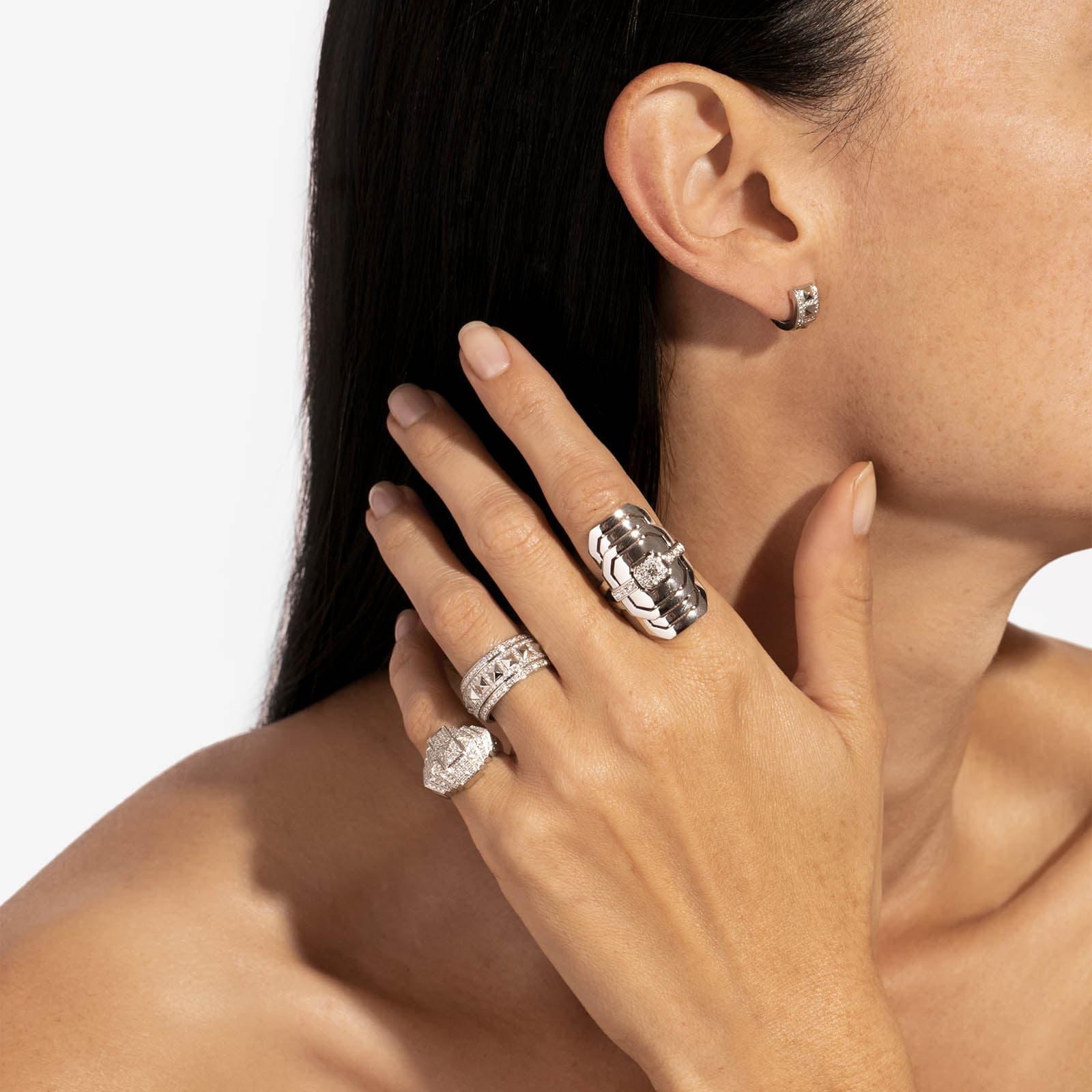 For Sale:  STATEMENT Paris - Ring Mini Rockaway Pyramid Diamonds & Silver 0.68ct 3