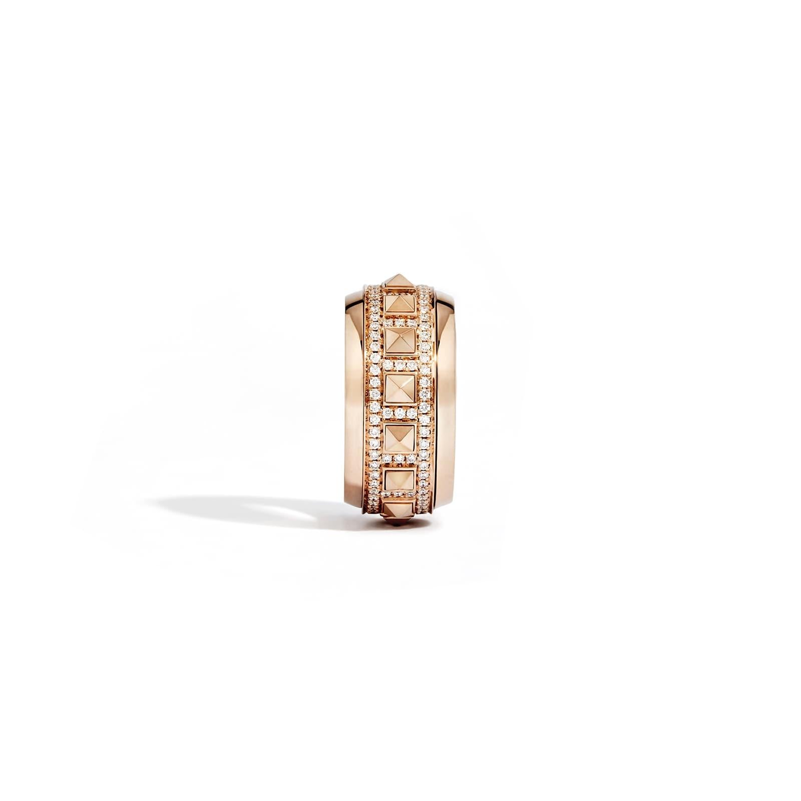 For Sale:  STATEMENT Paris, Ring Rockaway Spinner Half Paved & Pink Gold 0.6 Carat Diamonds 2