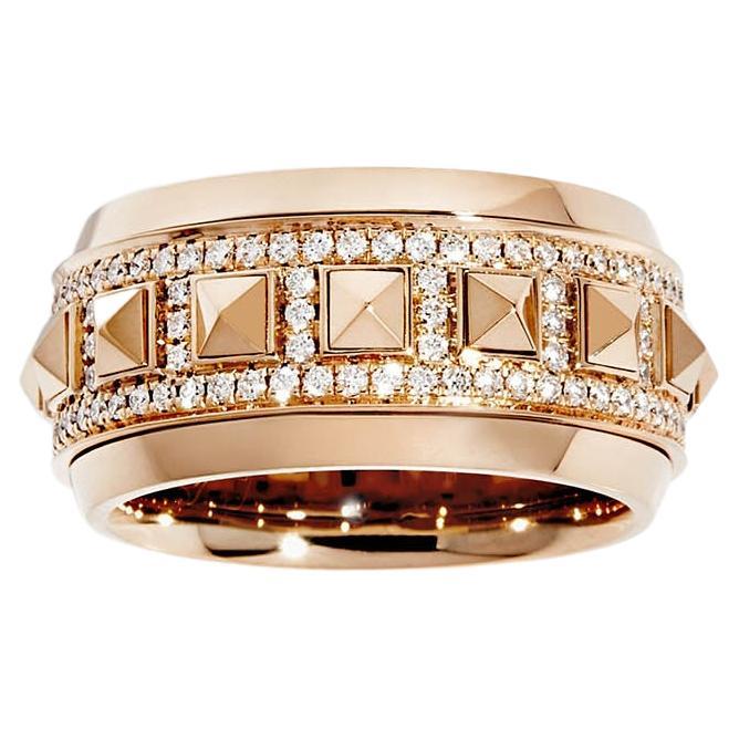 For Sale:  STATEMENT Paris, Ring Rockaway Spinner Half Paved & Pink Gold 0.6 Carat Diamonds