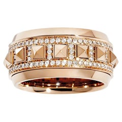 STATEMENT Paris, Ring Rockaway Spinner Half Paved & Pink Gold 0.6 Carat Diamonds