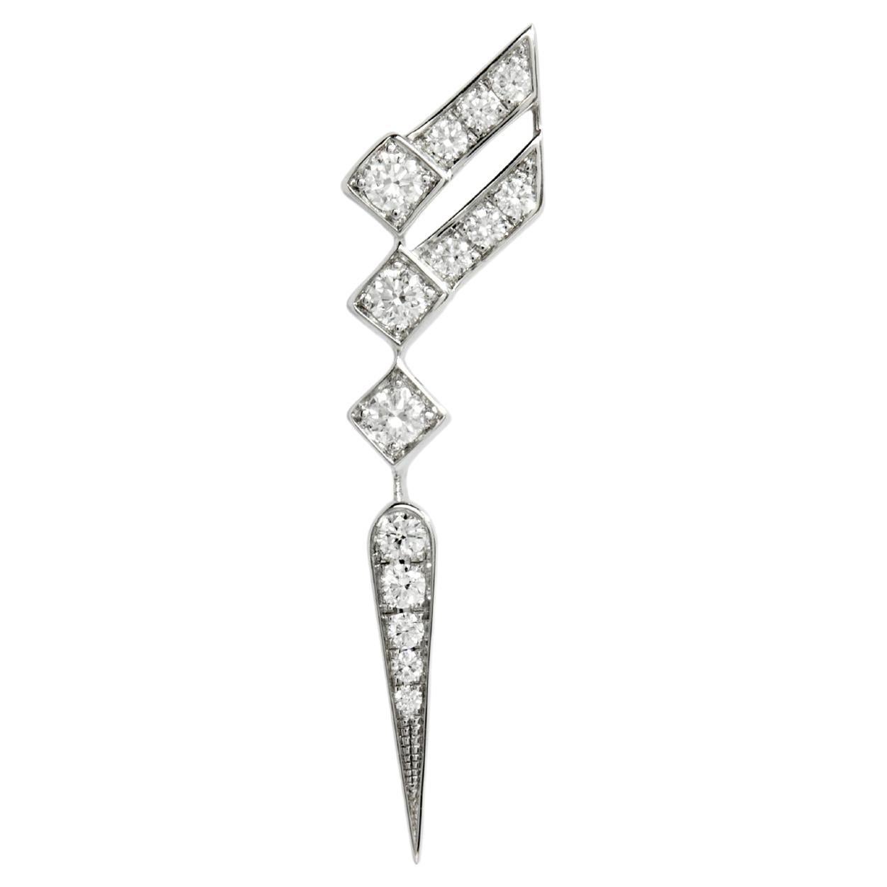 STATEMENT Paris, Unit Earring Stairway Wings Diamonds & Silver 0, 35 Carat Left For Sale