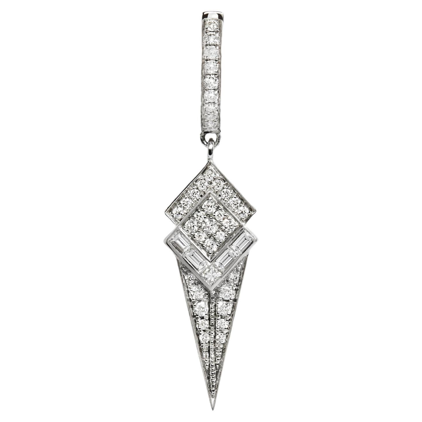 STATEMENT Paris, Unit Hoop Earring Stairway Cone Diamonds & Silver 0.25 Carat For Sale