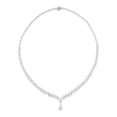 Anweisung Birne & Marquise Cut 12,32 Ct Diamant-Halskette Geschenk 14k Weißgold