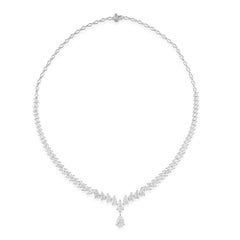 Statement Pear & Marquise Cut 12.32 Ct Diamond Necklace Gift 18k White Gold