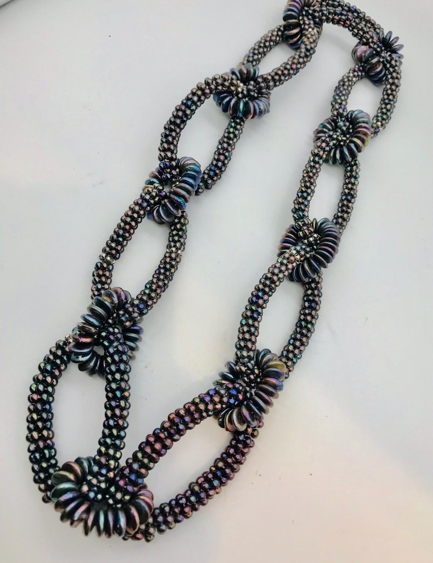 SYLVIA GOTTWALD, Black  Pearl  Necklace, labor intensive Statement , Eco -luxe,   In New Condition For Sale In Washington DC, DC