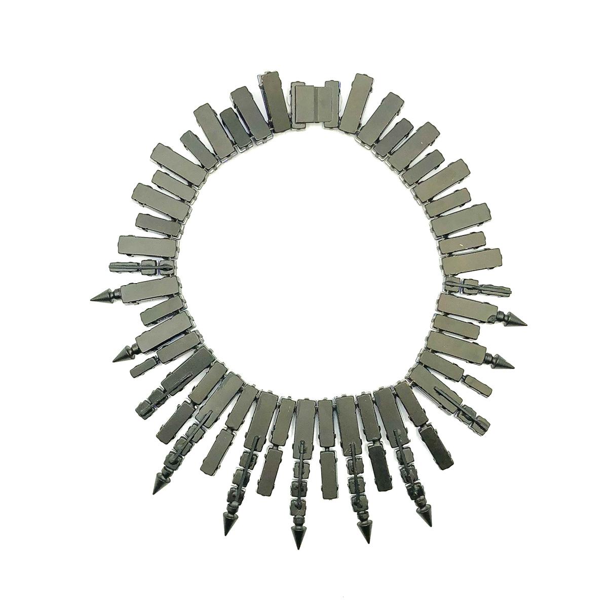Statement Petrol Blue Glass Spike Collar 2000s In Good Condition For Sale In Wilmslow, GB