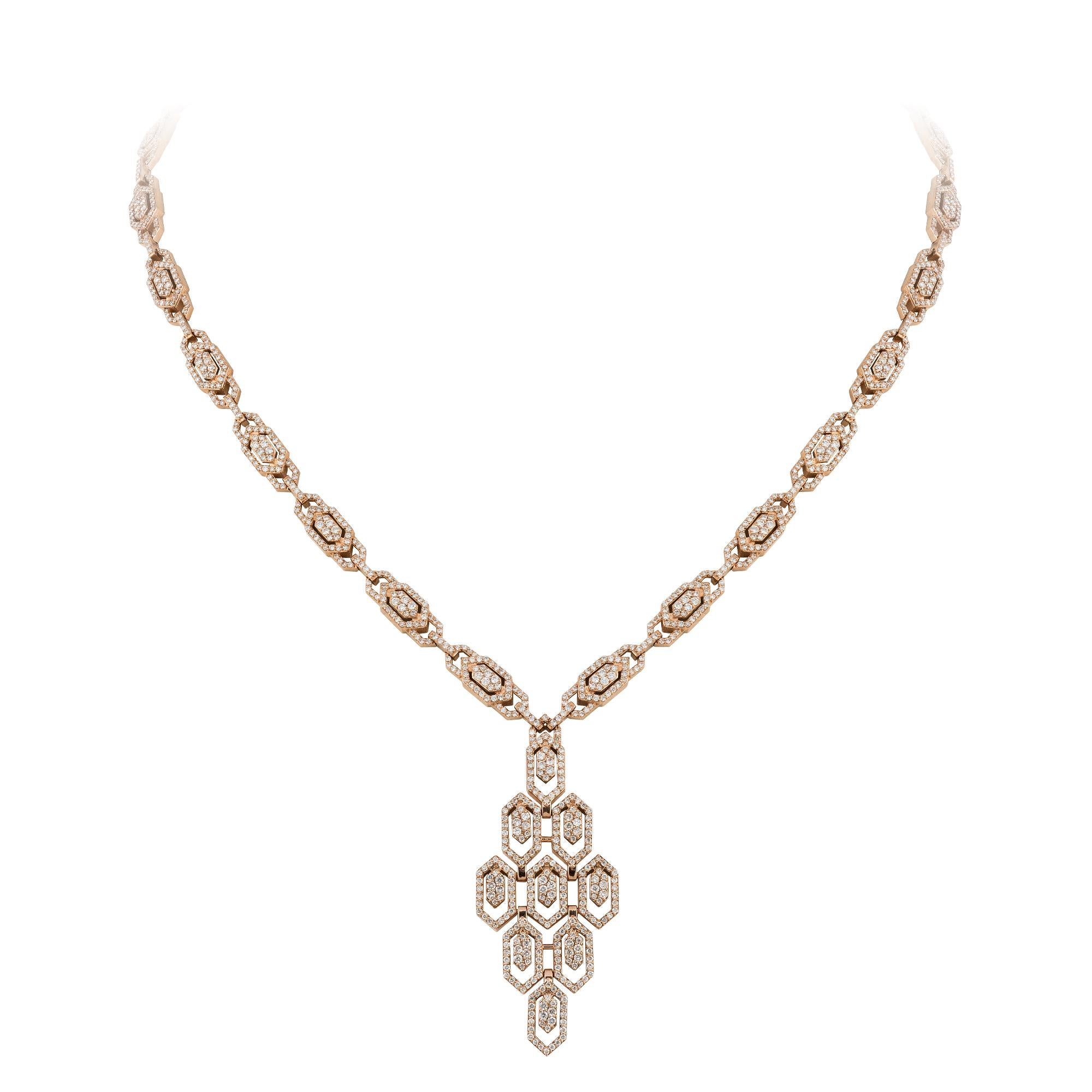 COLLIER Or rose 18K Diamant 6.45 Cts/1475 Pcs
