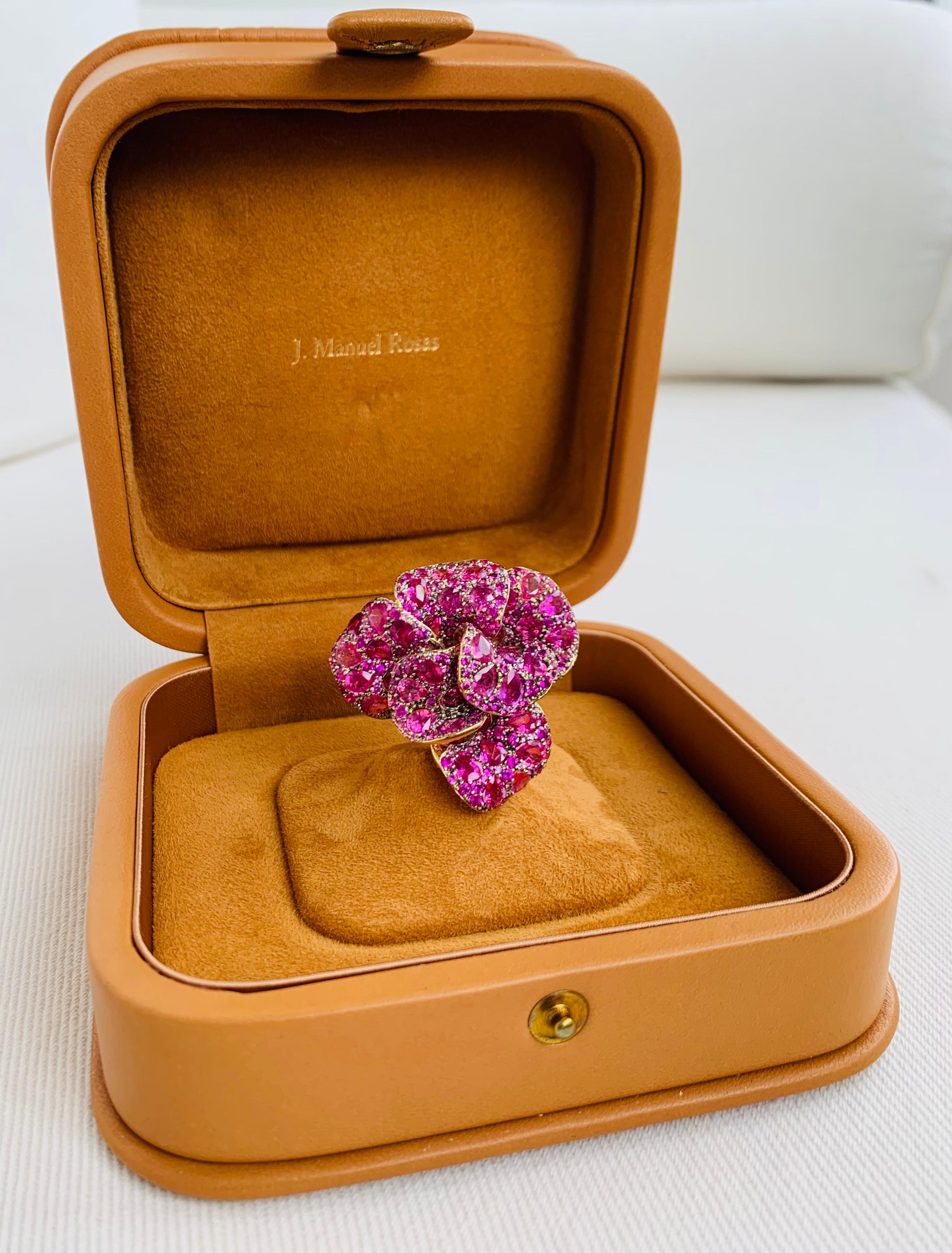 Rosior Brosche „Flower“ aus Gelbgold mit einzigartigem rosa Saphir und Diamant in Gelbgold im Zustand „Neu“ im Angebot in Porto, PT