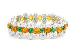 Statement Platinum & Gold 37.84tw GIA Sapphire Emerald Diamond Bracelet