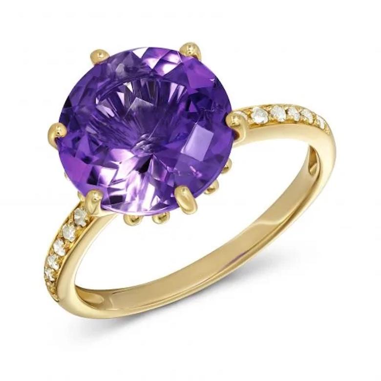 Statement-Ring aus Gelbgold mit Edelsteinen und Diamanten und Citrin für sie (Antiker Kissenschliff) im Angebot