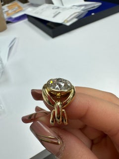 René Boivin Sculptural Gold Ring w/ 6.02 Carat Old Mine-Cut Diamond, Circa 1960