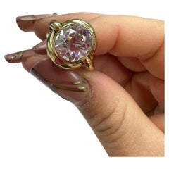René Boivin Sculptural Gold Ring w/ 6.02 Carat Old Mine-Cut Diamond, Circa 1960
