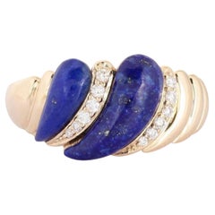 Bague en or jaune 14K (ou 18k sur demande) Bague Lapis Diamant