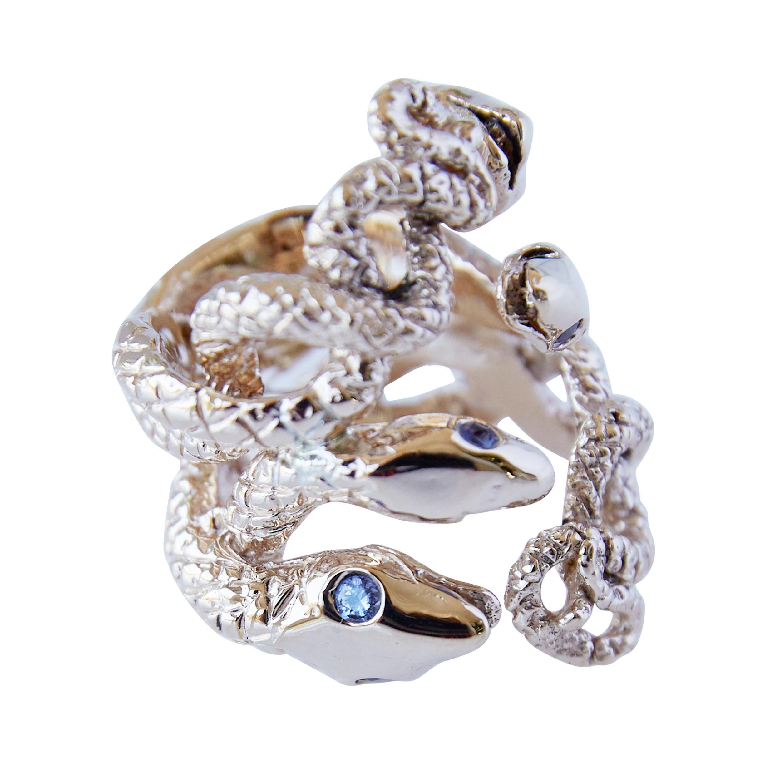 Brilliant Cut Statement Ring Double Snake Ring Lilac Tanzanite Cocktail Ring Bronze J Dauphin For Sale