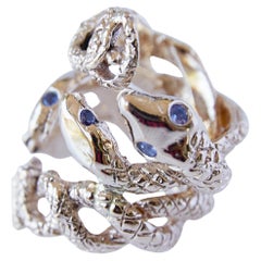 Statement Ring Double Snake Ring Lilac Tanzanite Cocktail Ring Bronze J Dauphin