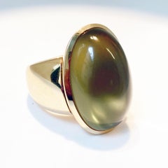 18 Karat Rose Gold Large Green Moonstone Cocktail Ring