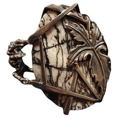 Cocktail Ring Patinized 925 Silver & Landscape Jasper By Konforti Jewelry