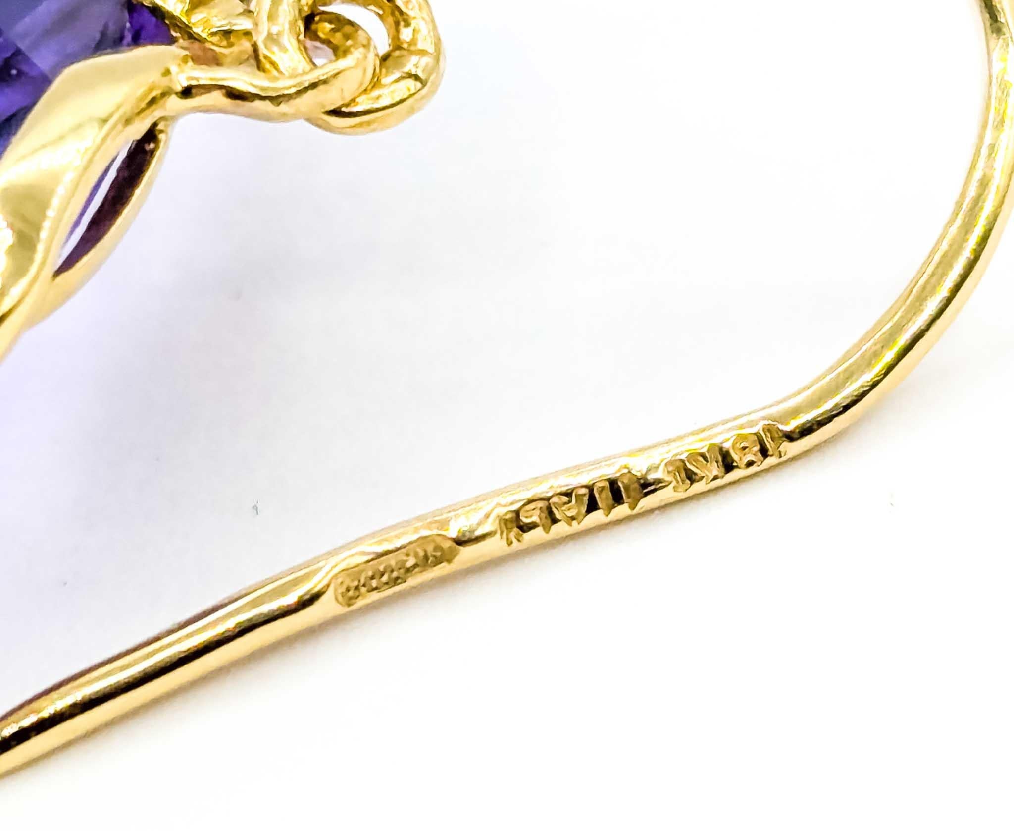 Orecchini di design Roberto Coin in oro 18 carati con ametista in vendita 1
