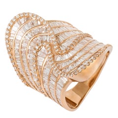 Statement-Ring aus Roségold mit weißem Diamanten aus 18 Karat Gold für ihr